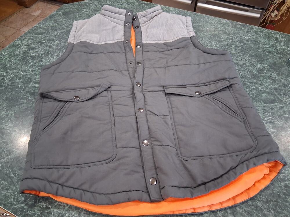 Stoic Quilted Puffer Vest Mens M Corduroy Accent Casual Snap Up Retro 80s Layer